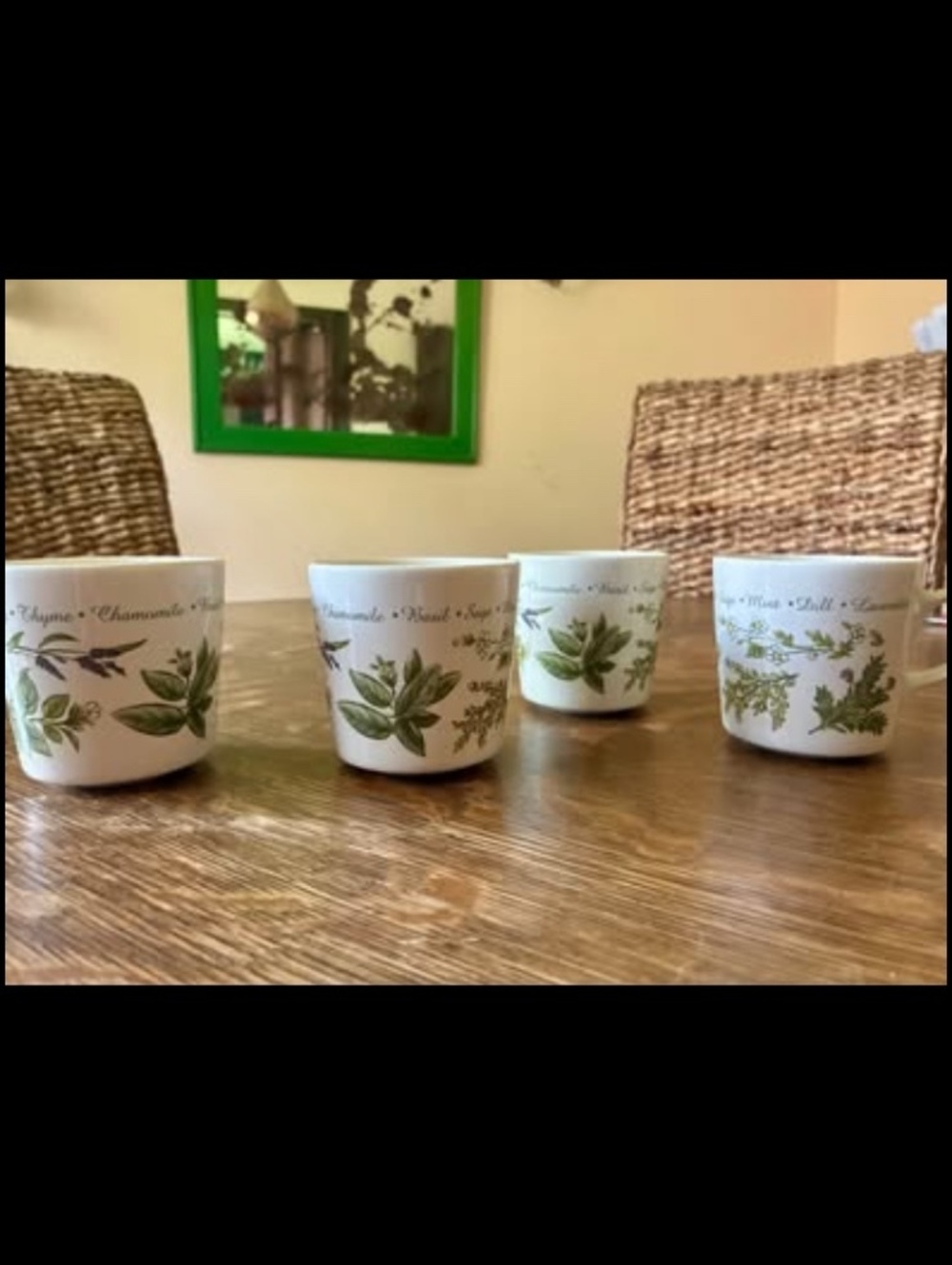 Corelle cups herb motif set of 4